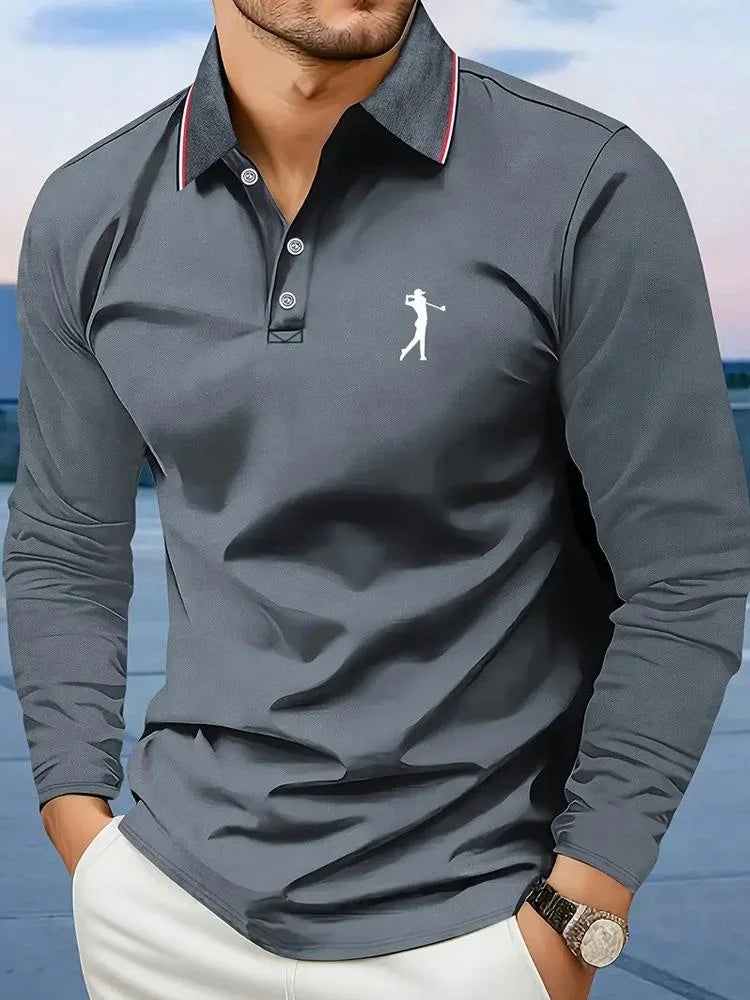 Men’s Breathable Long Sleeve Golf Polo