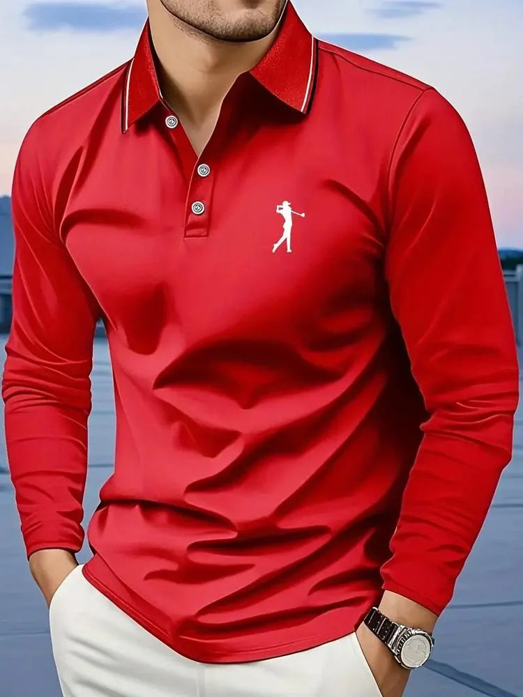 Men’s Breathable Long Sleeve Golf Polo