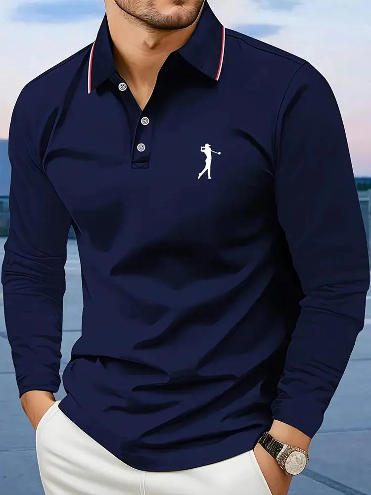 Men’s Breathable Long Sleeve Golf Polo