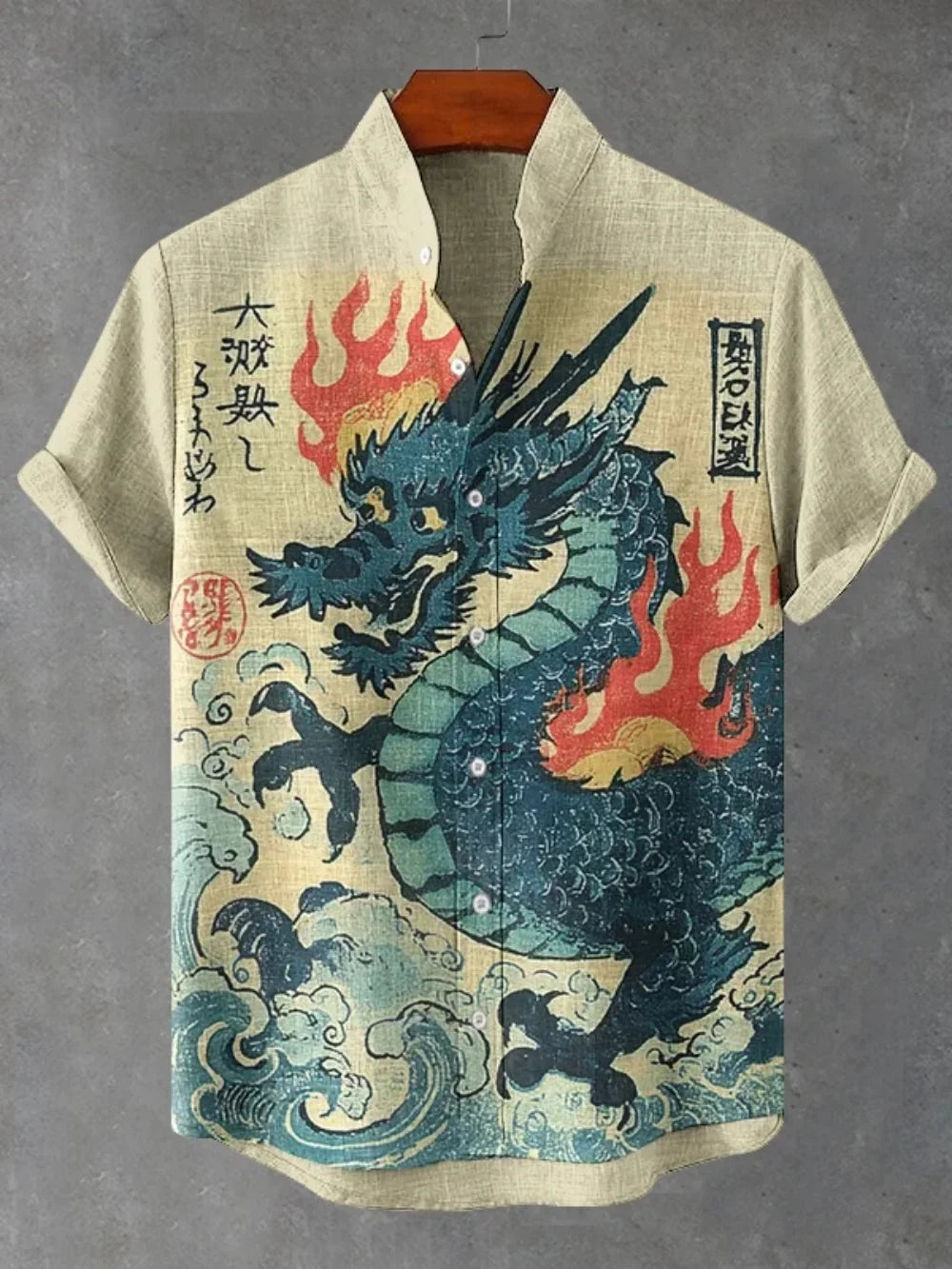 Men’s 3D Print Linen Street Shirt