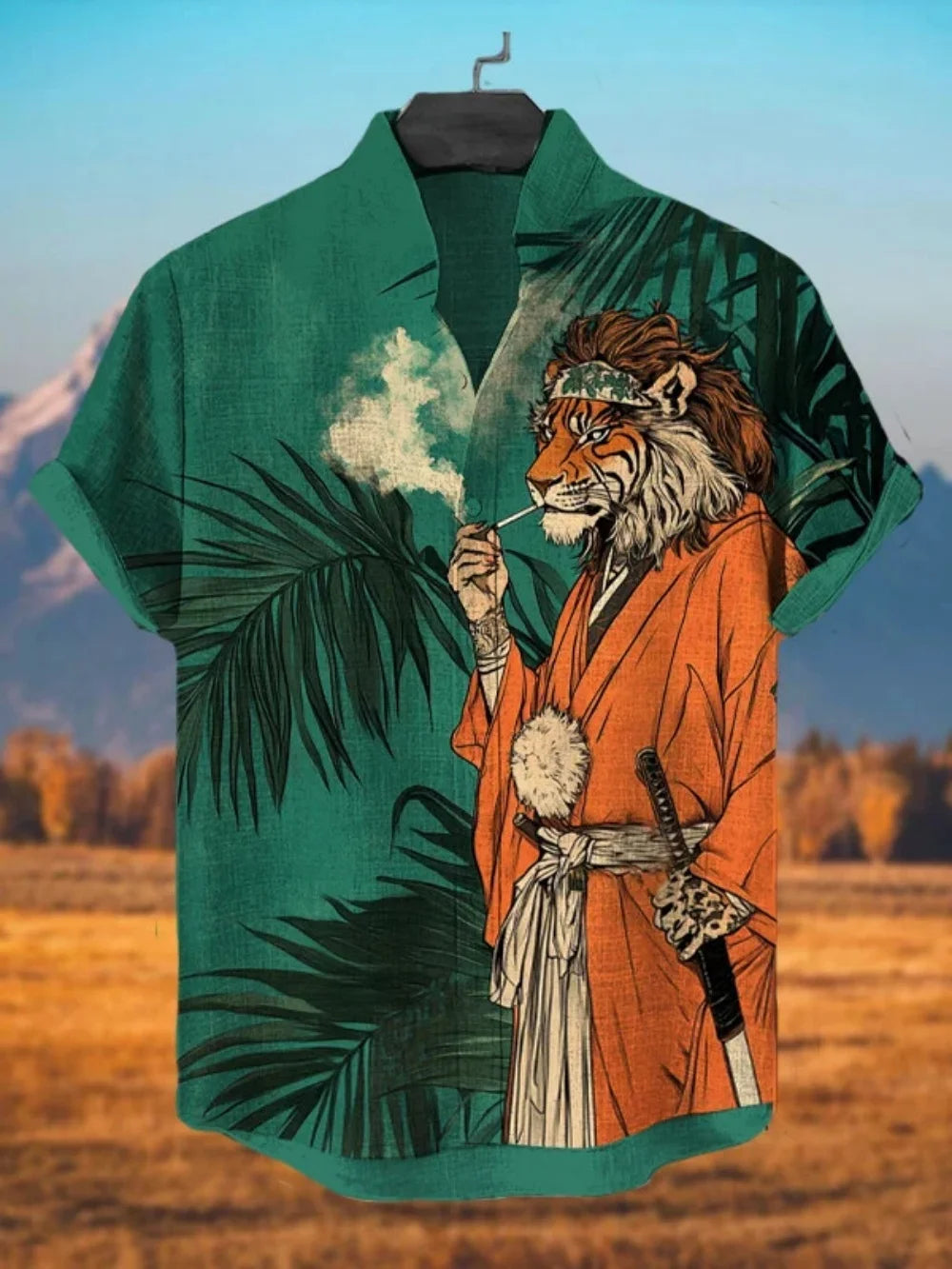 Men’s 3D Print Linen Street Shirt