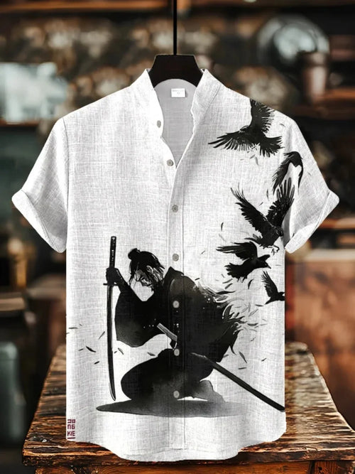 Men’s 3D Print Linen Street Shirt