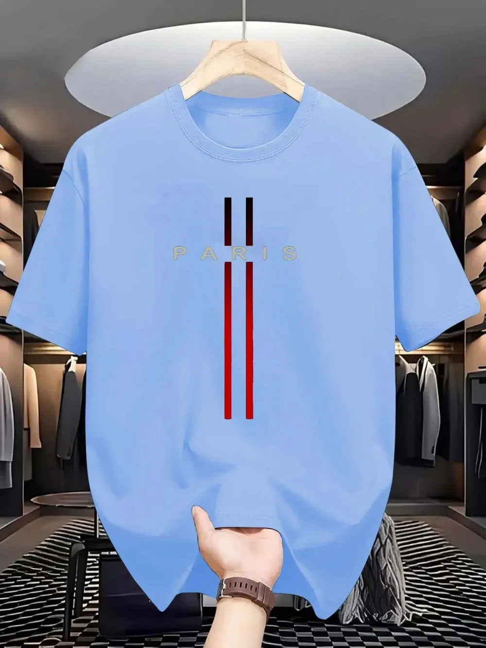 Men’s PARIS Print Round Neck T-Shirt